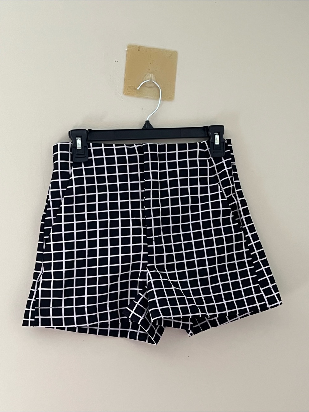 Zara Trafaluc TRF Black White Grid Check High Waisted Shorts Size S